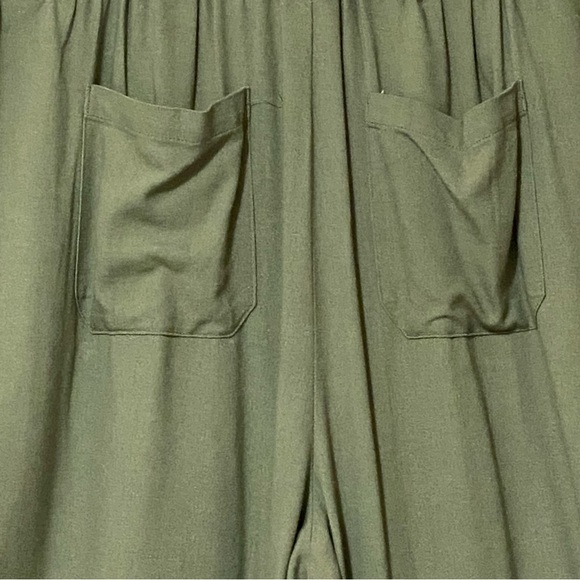 SoundStyle Linen Blend Wide Leg Pants XL Olive Green  Casual Boho Relaxed NWT - Picture 10 of 10
